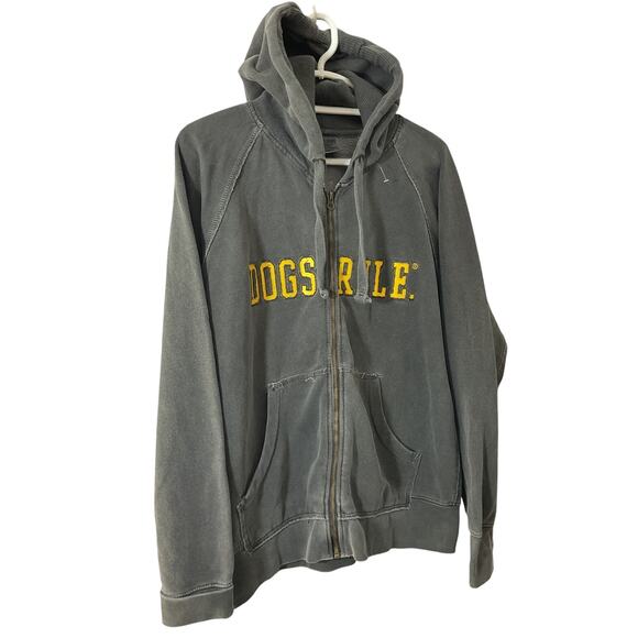 Comfort Colors “Dogs Rule” Small Full Zip Hoodie Gray / Gold - Picture 5 of 6